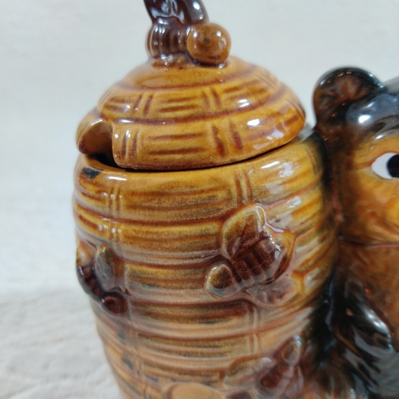 Bear And Beehive Honey Pot Ceramic Jar Vintage Mid Century Made In Japan - Picture 3 of 11